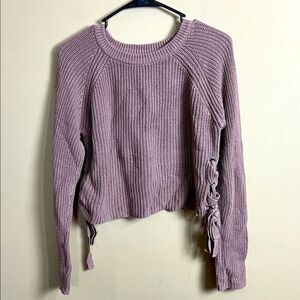 moon & madison Mauve Scoop Neck Lace-Up Side Sweater